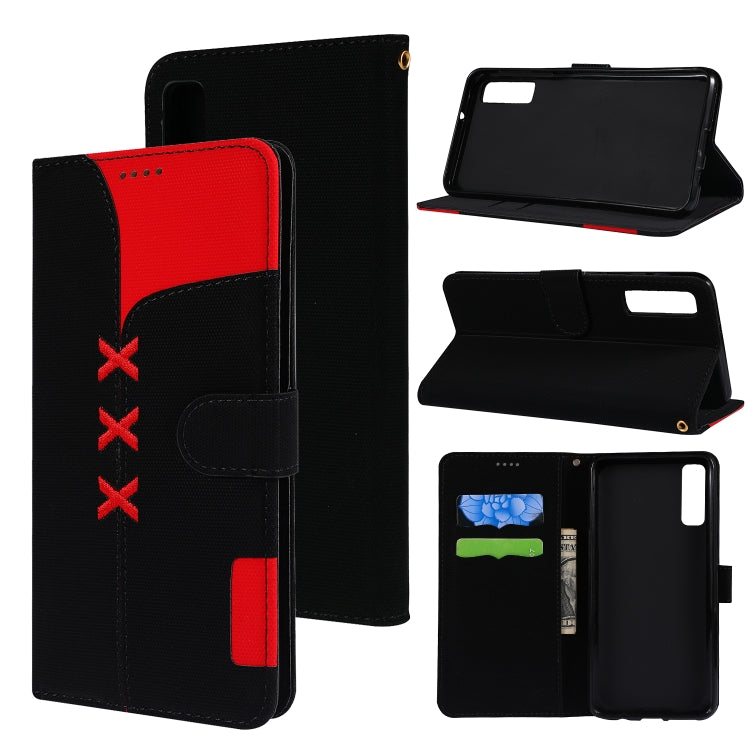 Fabric Stitching Embroidery Horizontal Flip Leather Case With Holder & Card Slots & Wallet for Galaxy A7