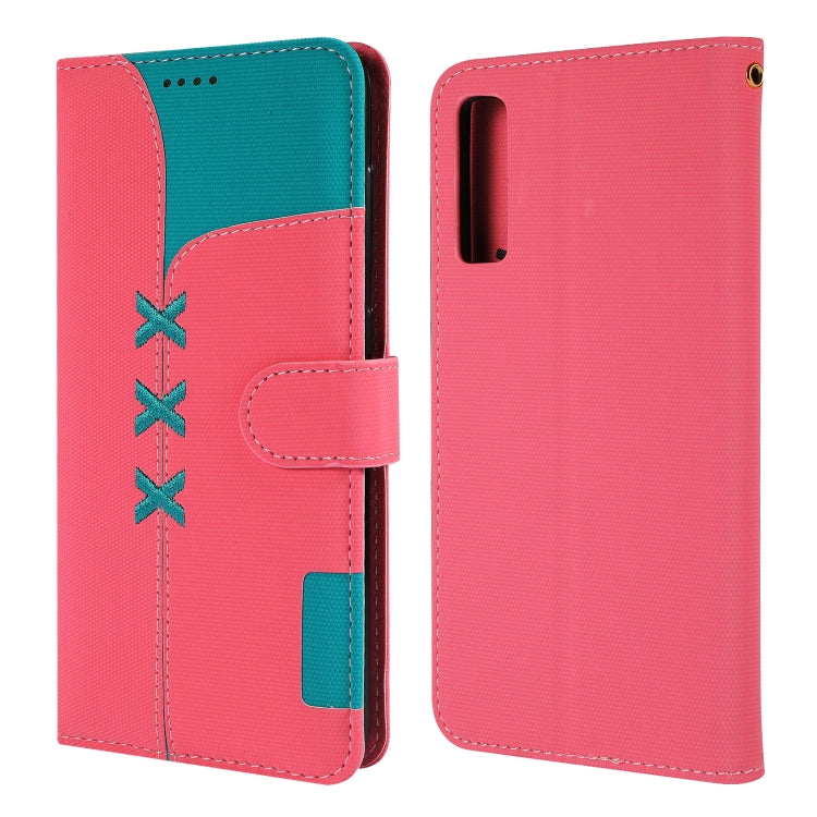 Fabric Stitching Embroidery Horizontal Flip Leather Case With Holder & Card Slots & Wallet for Galaxy A7