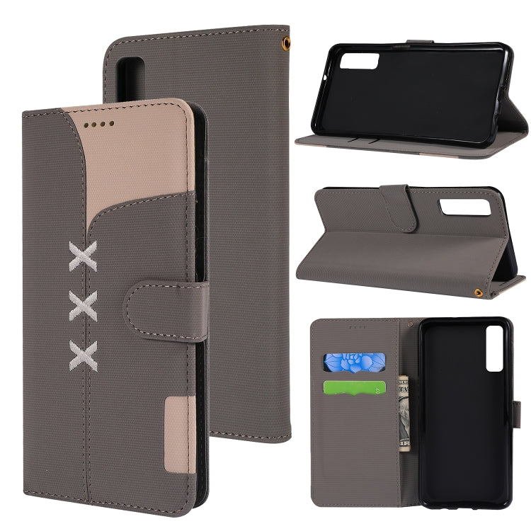 Fabric Stitching Embroidery Horizontal Flip Leather Case With Holder & Card Slots & Wallet for Galaxy A7