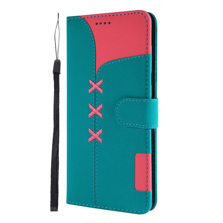 Fabric Stitching Embroidery Horizontal Flip Leather Case With Holder & Card Slots & Wallet for Galaxy A20