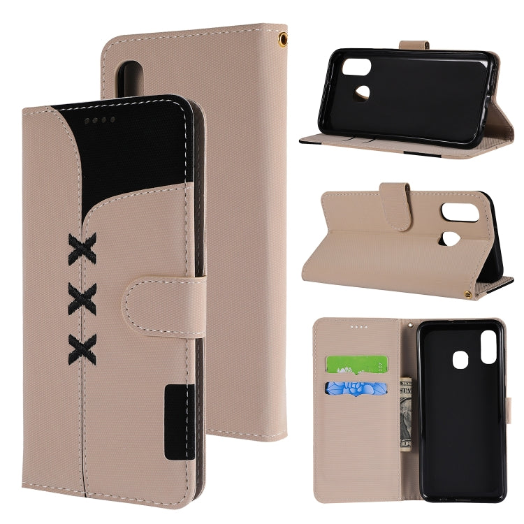 Fabric Stitching Embroidery Horizontal Flip Leather Case With Holder & Card Slots & Wallet for Galaxy A40