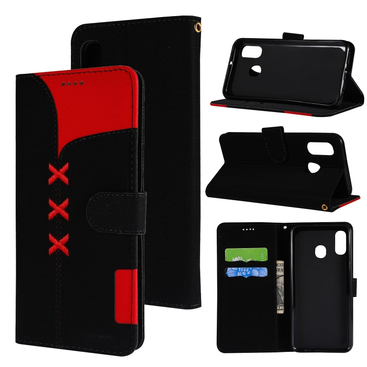 Fabric Stitching Embroidery Horizontal Flip Leather Case With Holder & Card Slots & Wallet for Galaxy A40