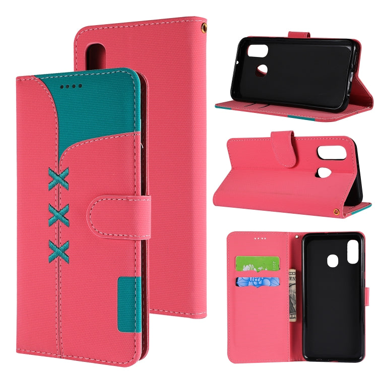 Fabric Stitching Embroidery Horizontal Flip Leather Case With Holder & Card Slots & Wallet for Galaxy A40