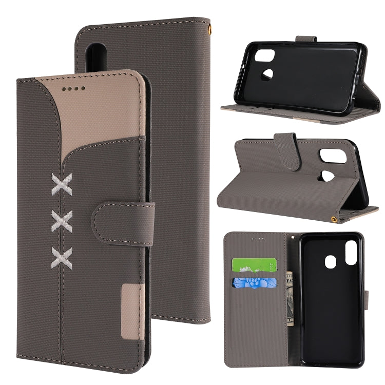 Fabric Stitching Embroidery Horizontal Flip Leather Case With Holder & Card Slots & Wallet for Galaxy A40