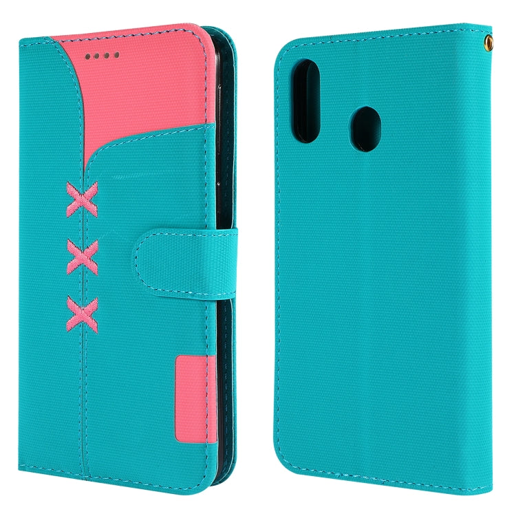 Fabric Stitching Embroidery Horizontal Flip Leather Case With Holder & Card Slots & Wallet for Galaxy M20