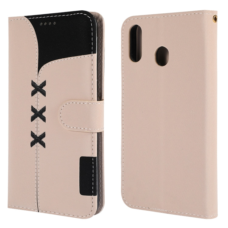 Fabric Stitching Embroidery Horizontal Flip Leather Case With Holder & Card Slots & Wallet for Galaxy M20