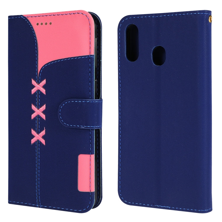 Fabric Stitching Embroidery Horizontal Flip Leather Case With Holder & Card Slots & Wallet for Galaxy M20