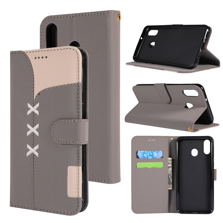 Fabric Stitching Embroidery Horizontal Flip Leather Case With Holder & Card Slots & Wallet for Galaxy M20