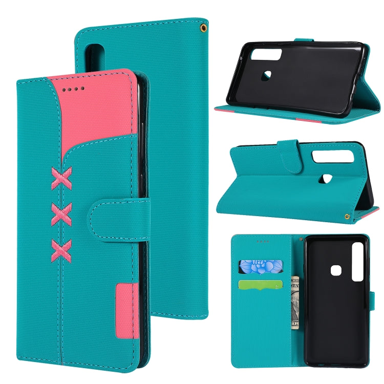 Fabric Stitching Embroidery Horizontal Flip Leather Case With Holder & Card Slots & Wallet for Galaxy A9