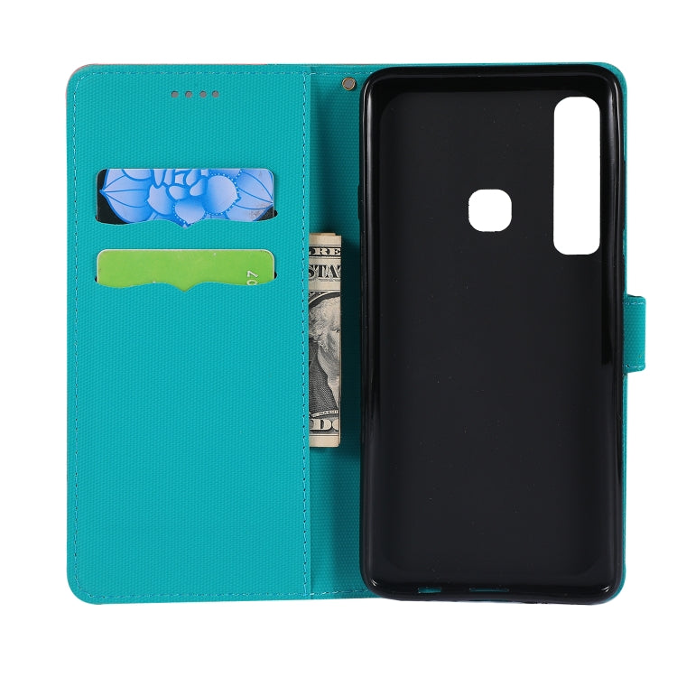 Fabric Stitching Embroidery Horizontal Flip Leather Case With Holder & Card Slots & Wallet for Galaxy A9