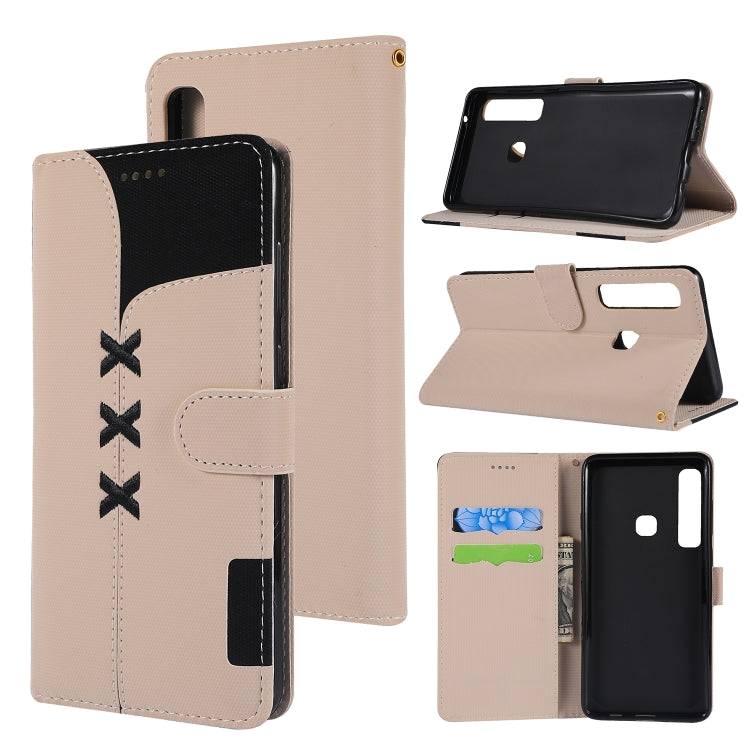 Fabric Stitching Embroidery Horizontal Flip Leather Case With Holder & Card Slots & Wallet for Galaxy A9