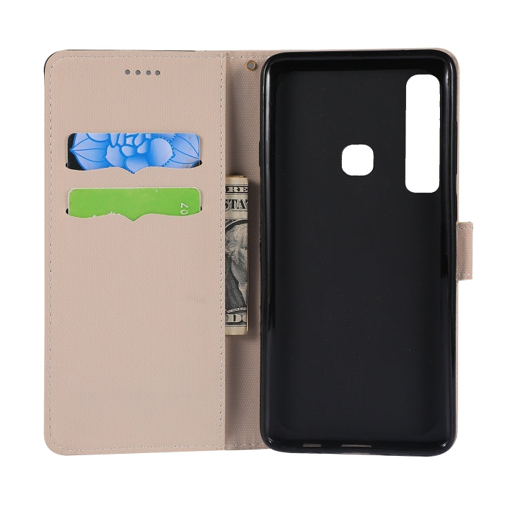 Fabric Stitching Embroidery Horizontal Flip Leather Case With Holder & Card Slots & Wallet for Galaxy A9