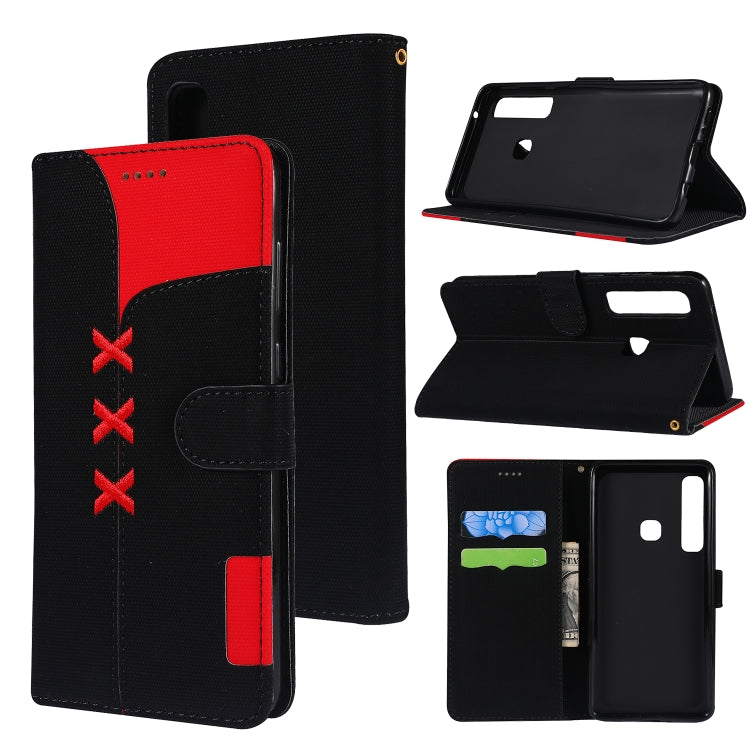 Fabric Stitching Embroidery Horizontal Flip Leather Case With Holder & Card Slots & Wallet for Galaxy A9