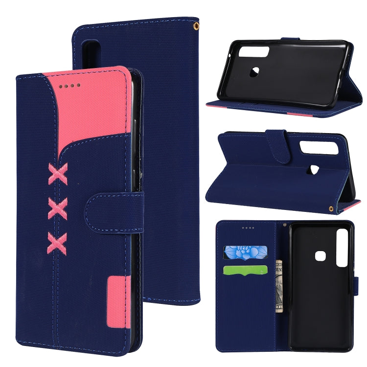 Fabric Stitching Embroidery Horizontal Flip Leather Case With Holder & Card Slots & Wallet for Galaxy A9