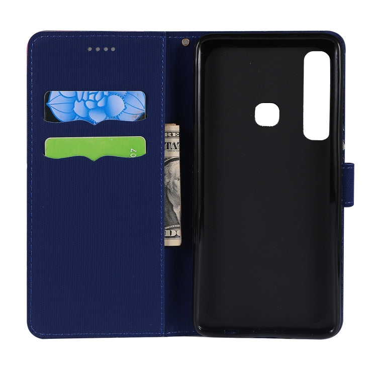 Fabric Stitching Embroidery Horizontal Flip Leather Case With Holder & Card Slots & Wallet for Galaxy A9