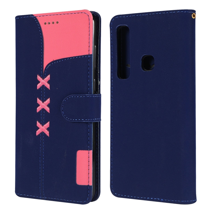 Fabric Stitching Embroidery Horizontal Flip Leather Case With Holder & Card Slots & Wallet for Galaxy A9