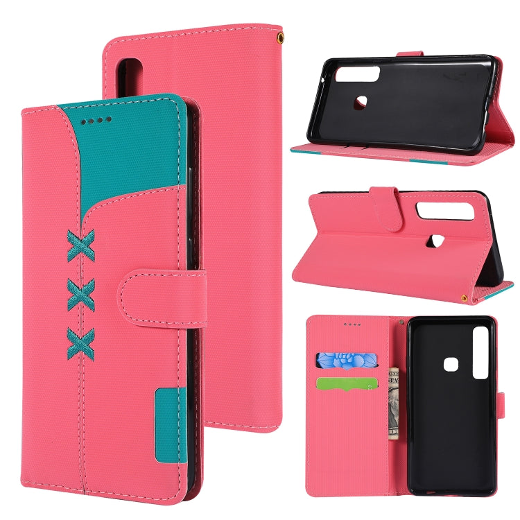 Fabric Stitching Embroidery Horizontal Flip Leather Case With Holder & Card Slots & Wallet for Galaxy A9