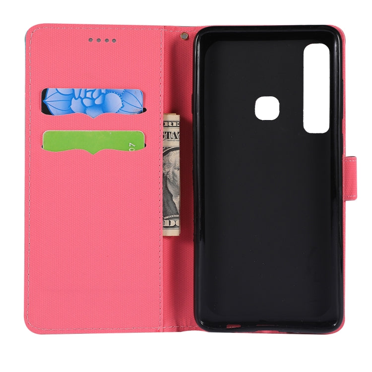 Fabric Stitching Embroidery Horizontal Flip Leather Case With Holder & Card Slots & Wallet for Galaxy A9