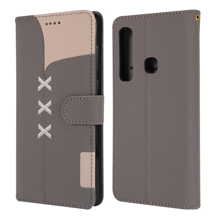 Fabric Stitching Embroidery Horizontal Flip Leather Case With Holder & Card Slots & Wallet for Galaxy A9