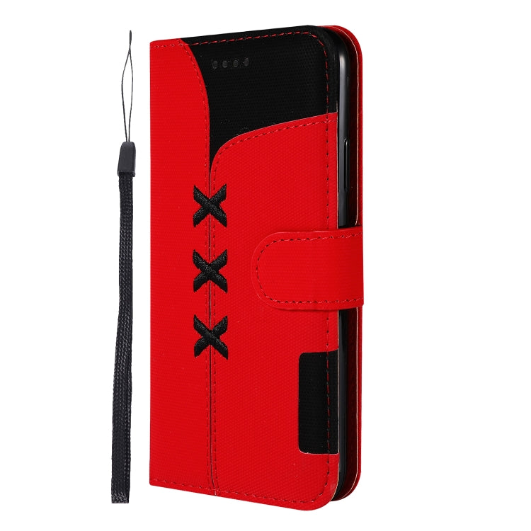 For iPhone X Fabric Stitching Embroidery Horizontal Flip Leather Case With Holder & Card Slots & Wallet