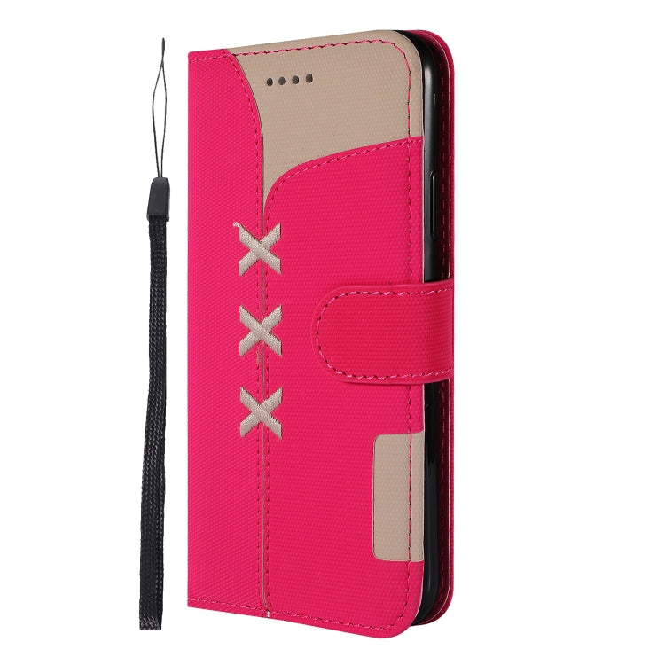 For iPhone X Fabric Stitching Embroidery Horizontal Flip Leather Case With Holder & Card Slots & Wallet