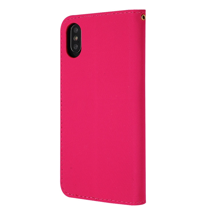 For iPhone X Fabric Stitching Embroidery Horizontal Flip Leather Case With Holder & Card Slots & Wallet