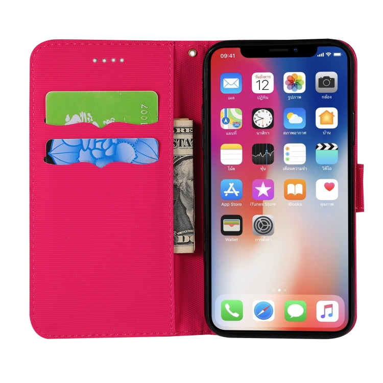 For iPhone X Fabric Stitching Embroidery Horizontal Flip Leather Case With Holder & Card Slots & Wallet