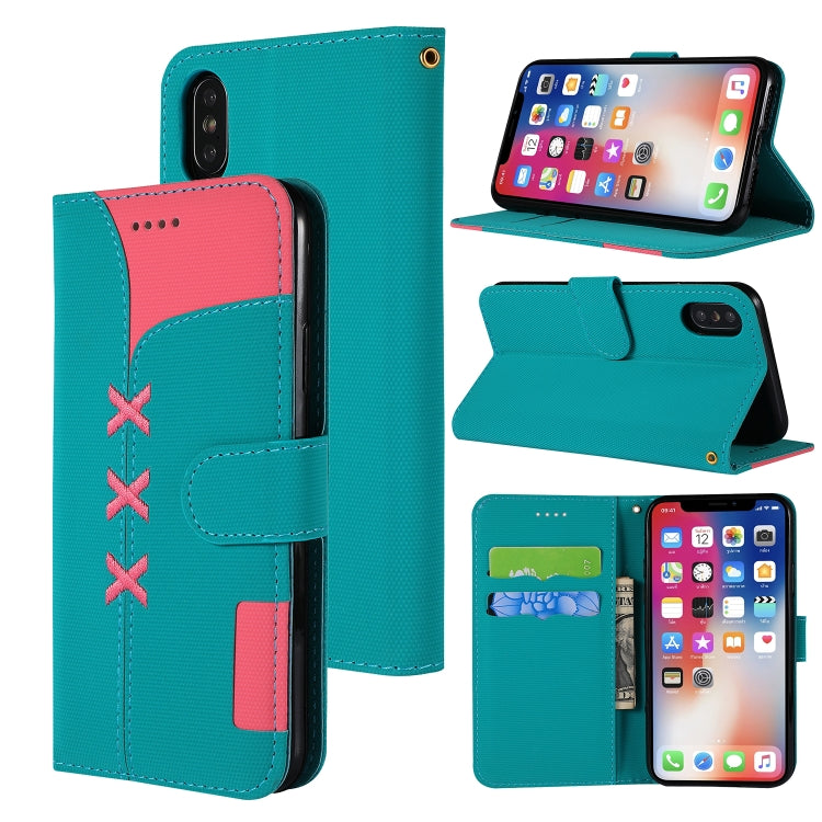 For iPhone X Fabric Stitching Embroidery Horizontal Flip Leather Case With Holder & Card Slots & Wallet