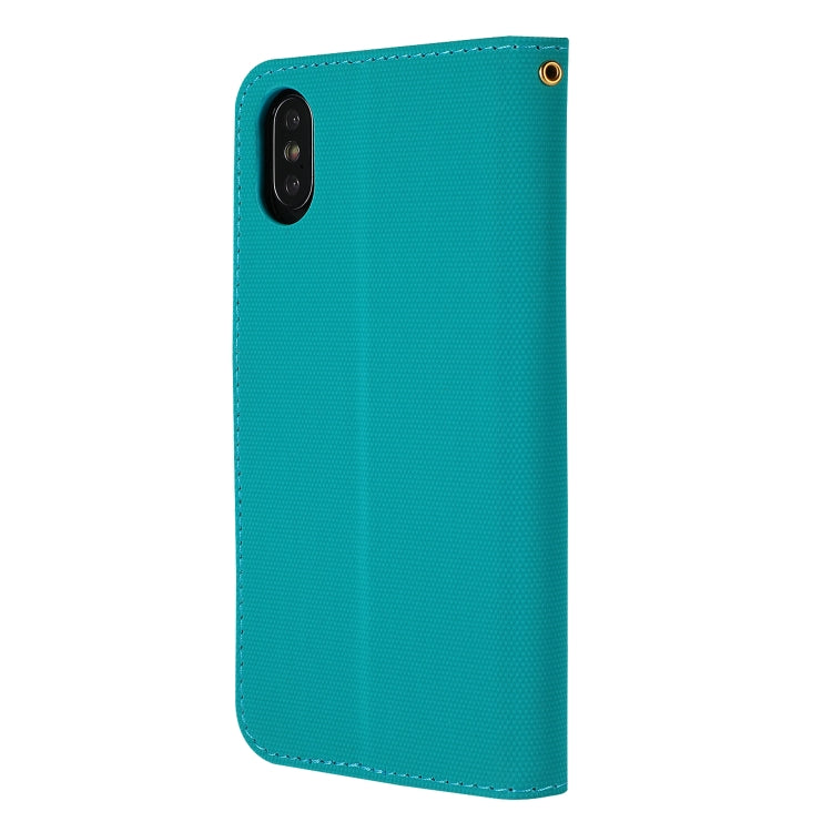 For iPhone X Fabric Stitching Embroidery Horizontal Flip Leather Case With Holder & Card Slots & Wallet