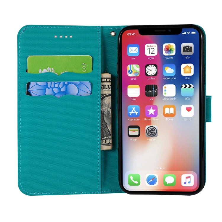 For iPhone X Fabric Stitching Embroidery Horizontal Flip Leather Case With Holder & Card Slots & Wallet