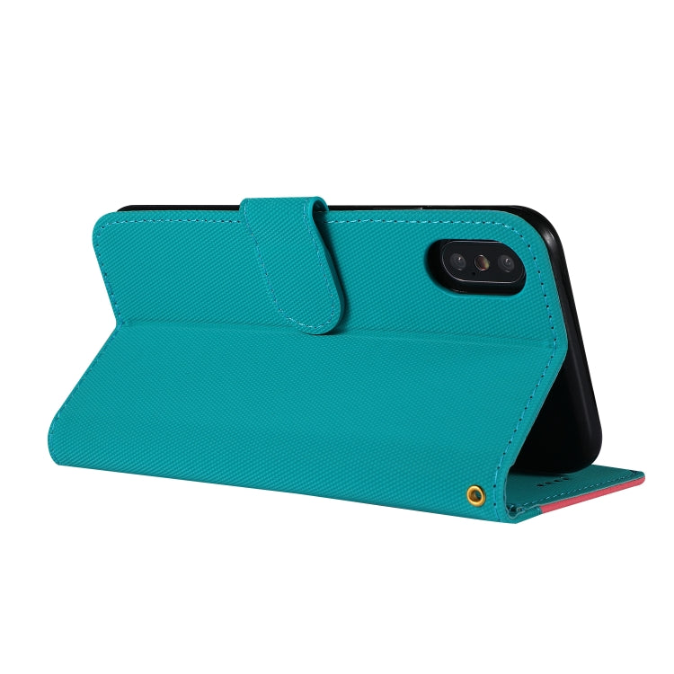 For iPhone X Fabric Stitching Embroidery Horizontal Flip Leather Case With Holder & Card Slots & Wallet