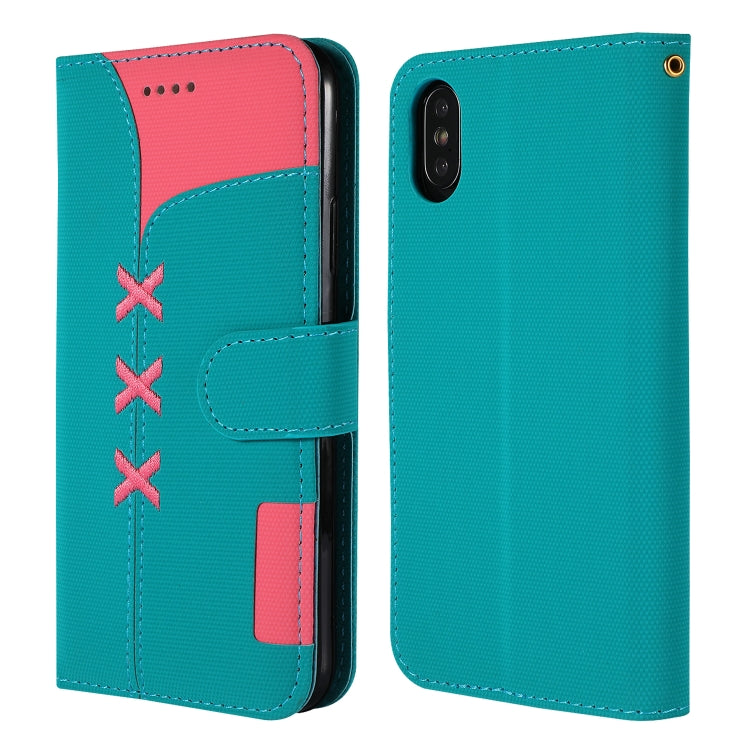 For iPhone X Fabric Stitching Embroidery Horizontal Flip Leather Case With Holder & Card Slots & Wallet