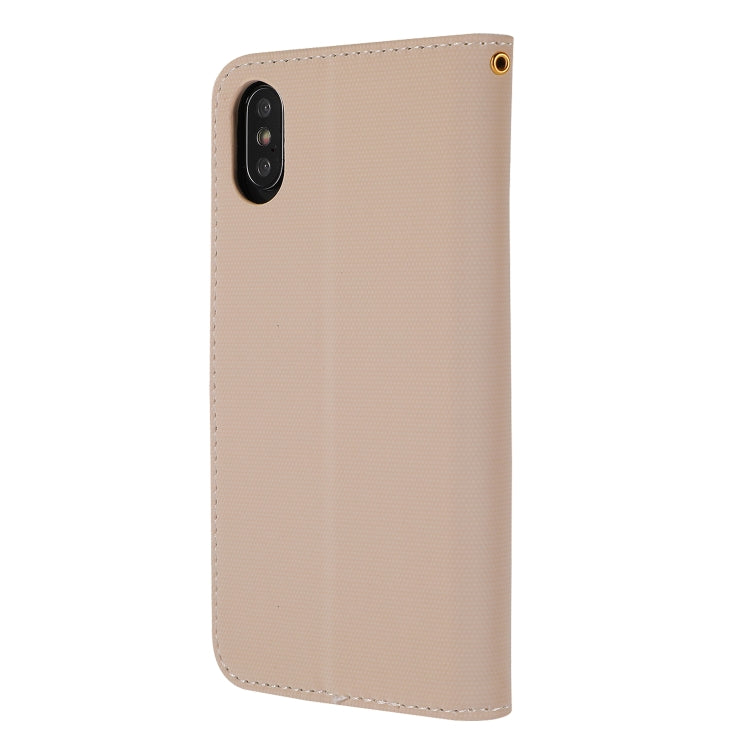 For iPhone X Fabric Stitching Embroidery Horizontal Flip Leather Case With Holder & Card Slots & Wallet