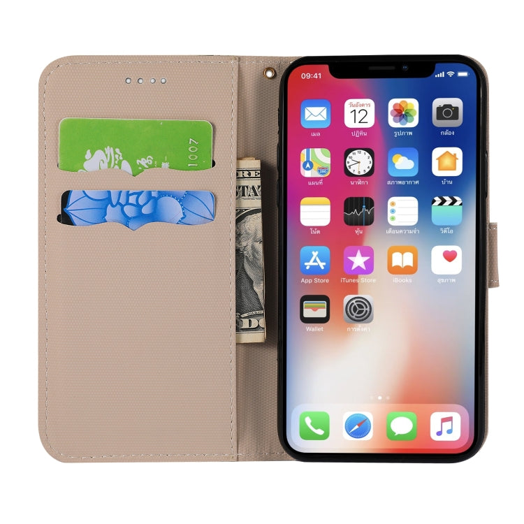 For iPhone X Fabric Stitching Embroidery Horizontal Flip Leather Case With Holder & Card Slots & Wallet