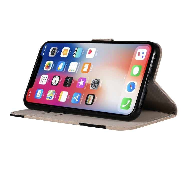 For iPhone X Fabric Stitching Embroidery Horizontal Flip Leather Case With Holder & Card Slots & Wallet