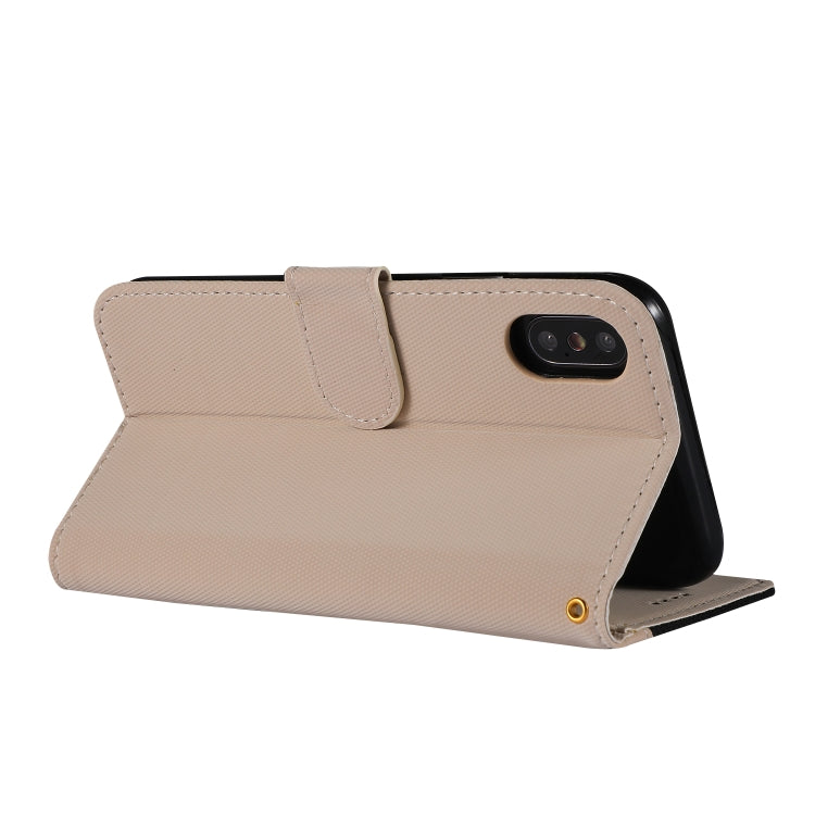 For iPhone X Fabric Stitching Embroidery Horizontal Flip Leather Case With Holder & Card Slots & Wallet