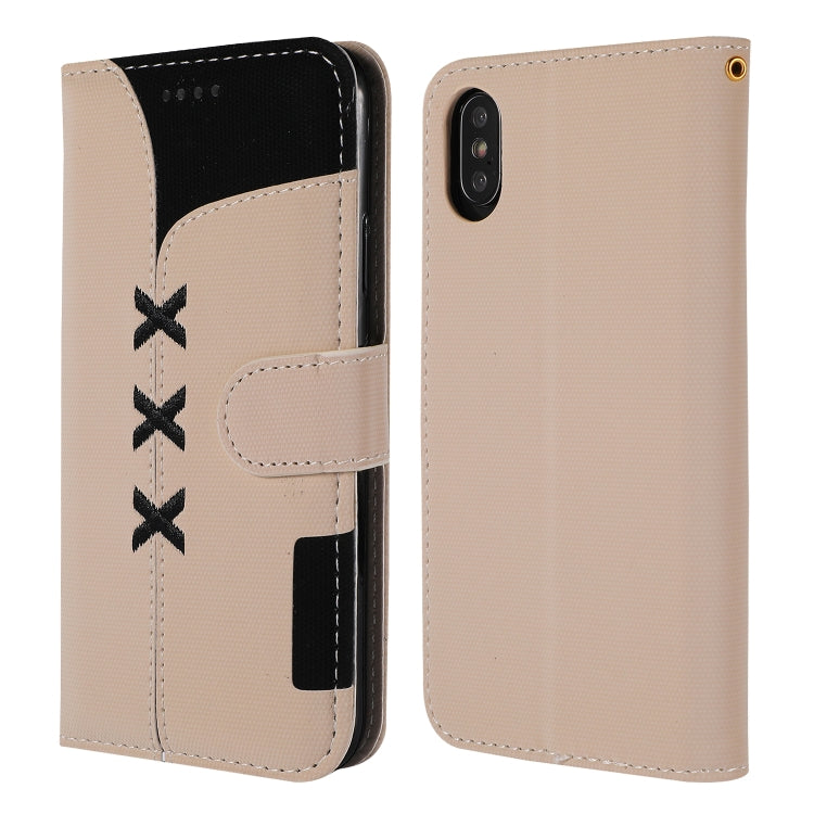 For iPhone X Fabric Stitching Embroidery Horizontal Flip Leather Case With Holder & Card Slots & Wallet