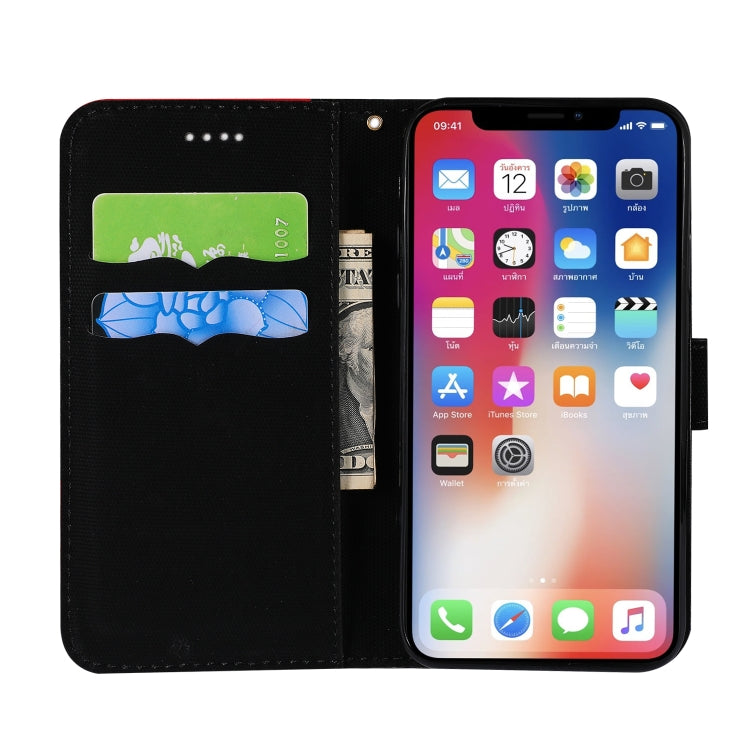 For iPhone X Fabric Stitching Embroidery Horizontal Flip Leather Case With Holder & Card Slots & Wallet