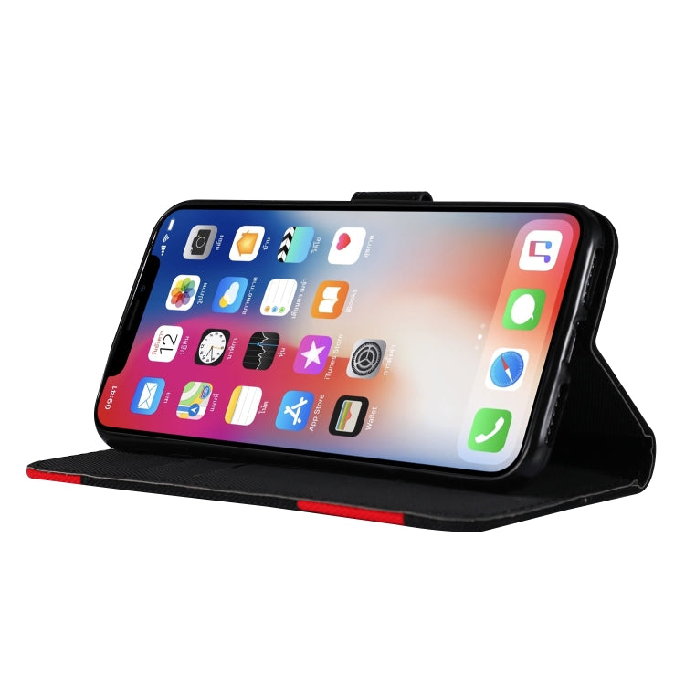 For iPhone X Fabric Stitching Embroidery Horizontal Flip Leather Case With Holder & Card Slots & Wallet
