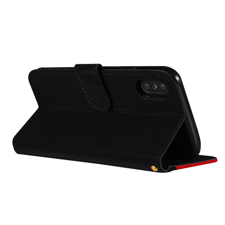 For iPhone X Fabric Stitching Embroidery Horizontal Flip Leather Case With Holder & Card Slots & Wallet