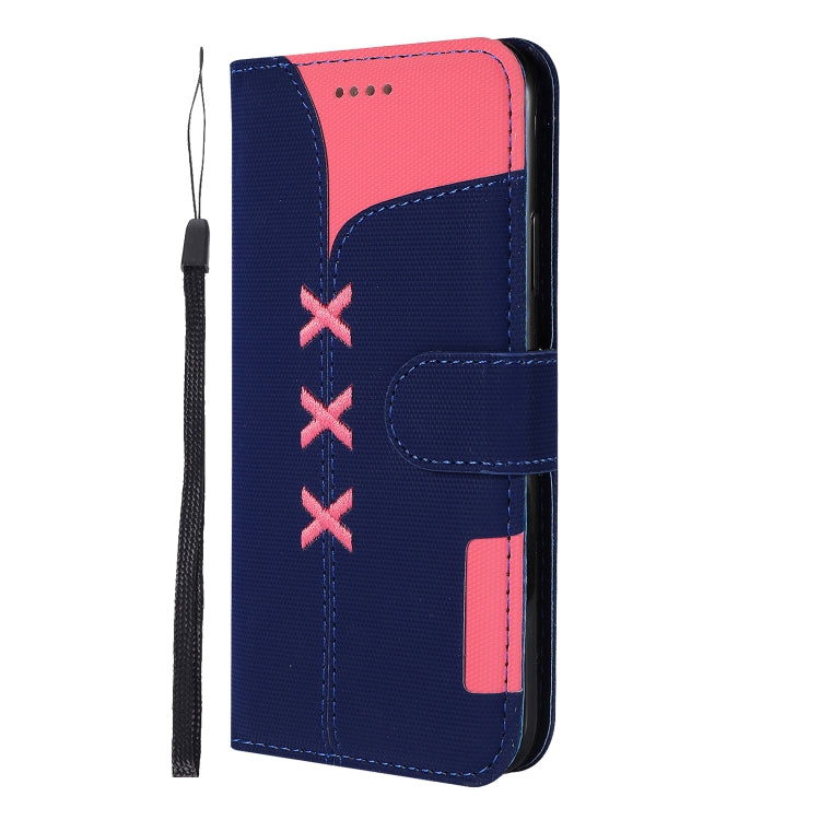 For iPhone X Fabric Stitching Embroidery Horizontal Flip Leather Case With Holder & Card Slots & Wallet
