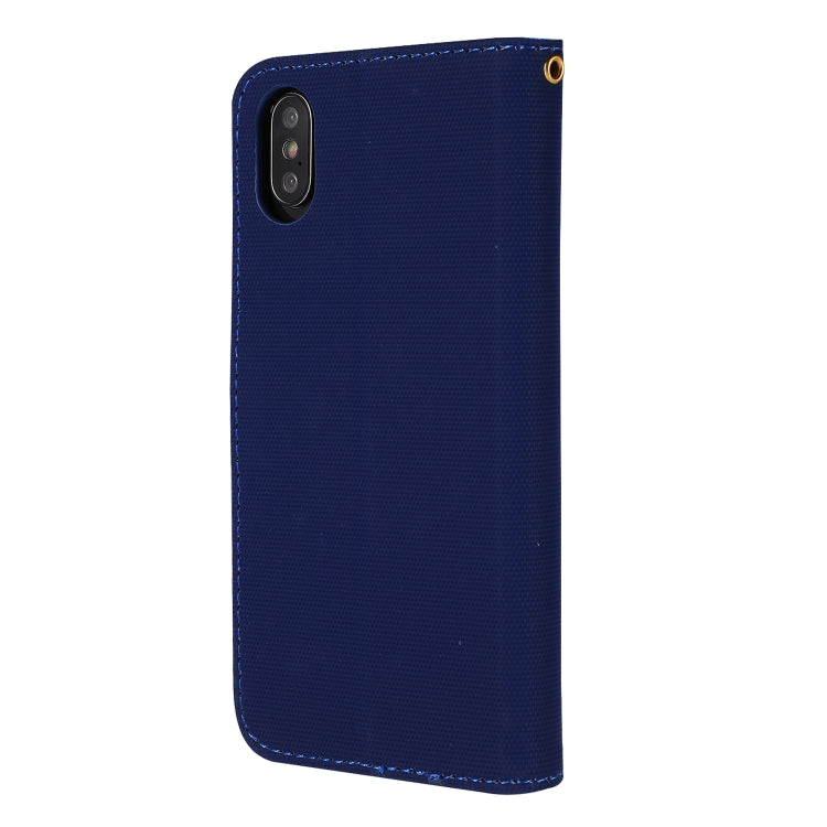 For iPhone X Fabric Stitching Embroidery Horizontal Flip Leather Case With Holder & Card Slots & Wallet
