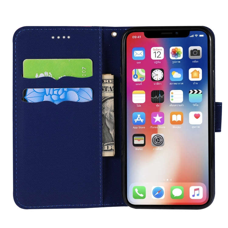 For iPhone X Fabric Stitching Embroidery Horizontal Flip Leather Case With Holder & Card Slots & Wallet