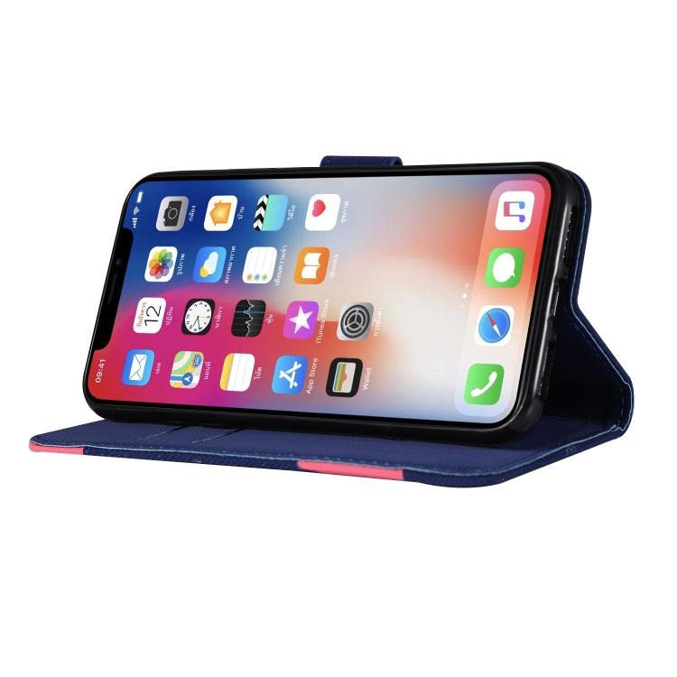 For iPhone X Fabric Stitching Embroidery Horizontal Flip Leather Case With Holder & Card Slots & Wallet