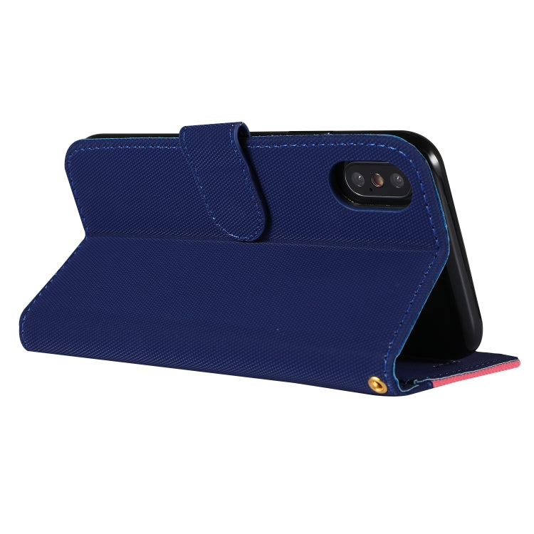 For iPhone X Fabric Stitching Embroidery Horizontal Flip Leather Case With Holder & Card Slots & Wallet