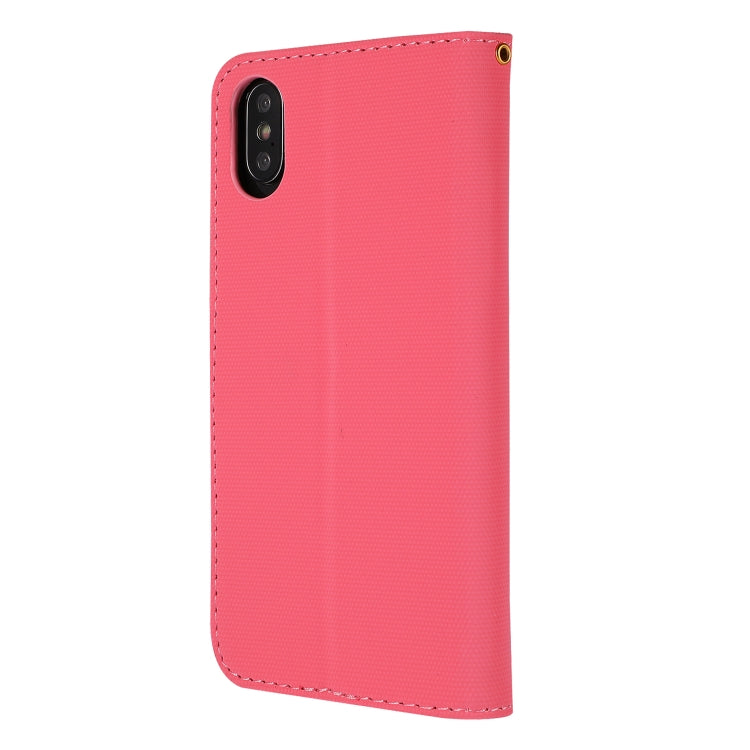 For iPhone X Fabric Stitching Embroidery Horizontal Flip Leather Case With Holder & Card Slots & Wallet