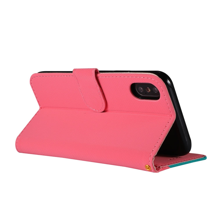 For iPhone X Fabric Stitching Embroidery Horizontal Flip Leather Case With Holder & Card Slots & Wallet