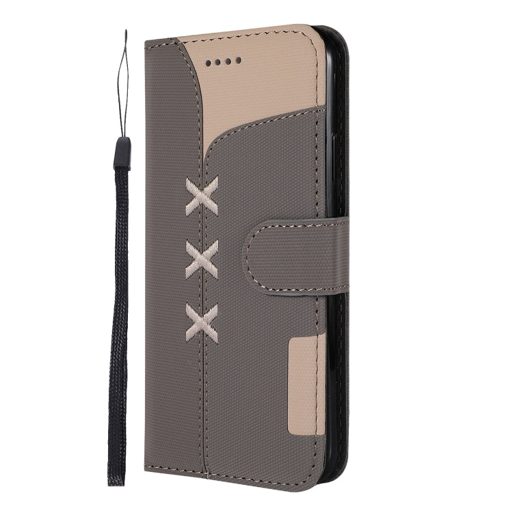 For iPhone X Fabric Stitching Embroidery Horizontal Flip Leather Case With Holder & Card Slots & Wallet