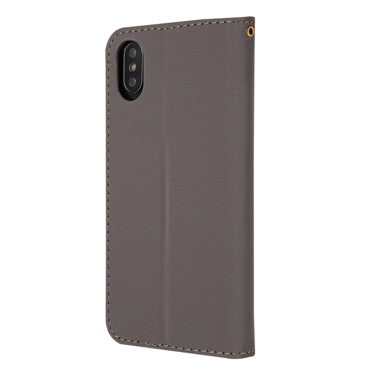For iPhone X Fabric Stitching Embroidery Horizontal Flip Leather Case With Holder & Card Slots & Wallet