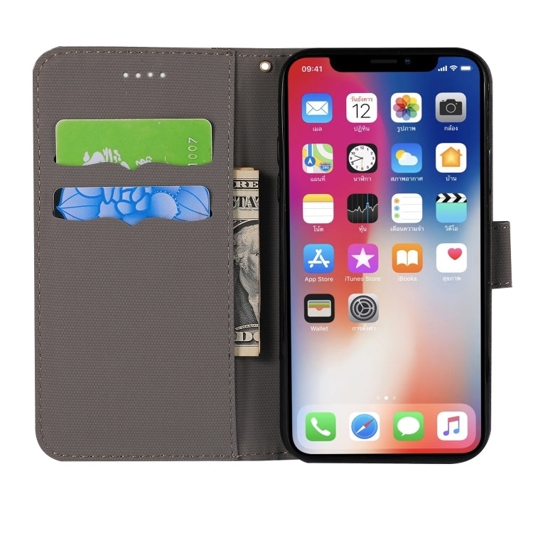 For iPhone X Fabric Stitching Embroidery Horizontal Flip Leather Case With Holder & Card Slots & Wallet